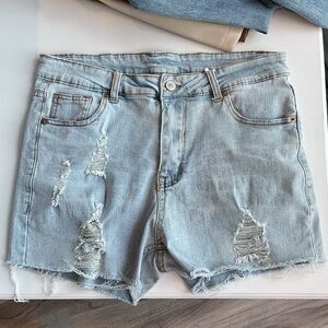 Stressed Denim Shorts